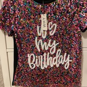 Sequin It’s my birthday shirt